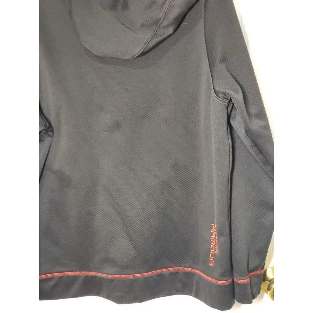 Under Armour Men’s Full-Zip Hoodie Jacket Size Large Black Red Trim Loose Fit